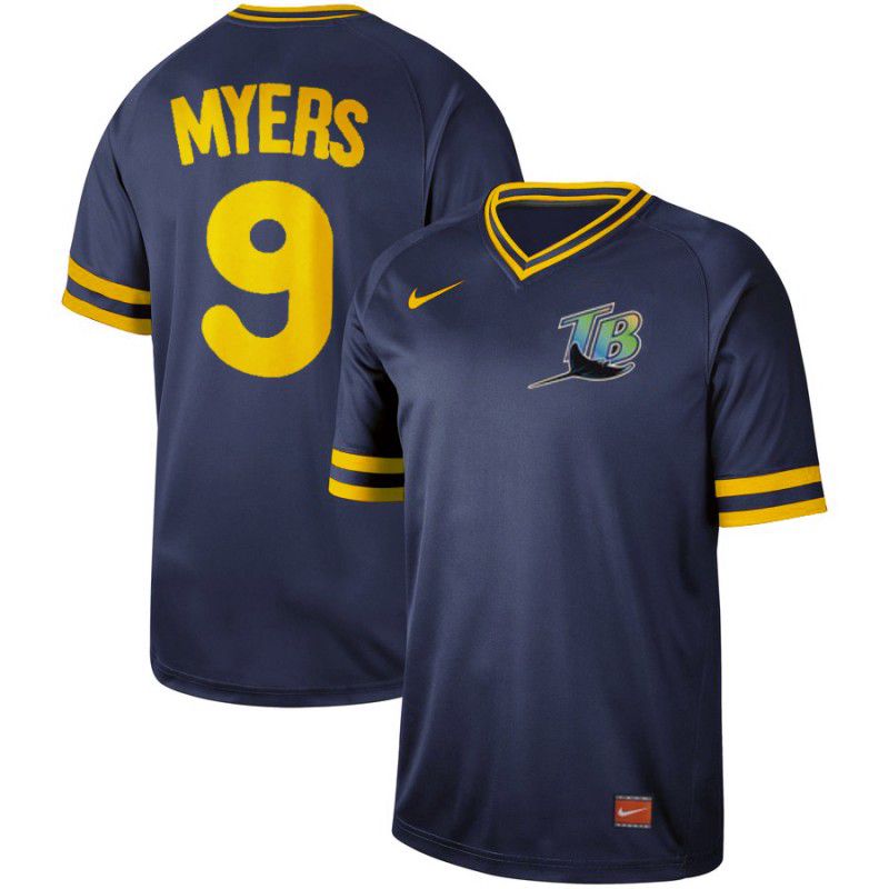 Men Tampa Bay Rays #9 Myers Blue Nike Cooperstown Collection Legend V-Neck MLB Jersey->cleveland indians->MLB Jersey